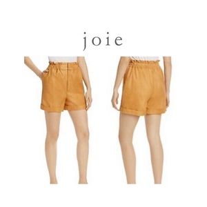 Joie Alexica Leather Shorts in Copper
